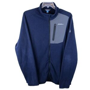 Eddie‎ Bauer First Ascent Full Zip Blue Fleece Jacket Men's TXL Chest Pocket